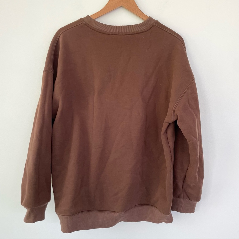 Nike Vintage Crew Neck Sweatshirt Brown w Large Front Embroidered Logo XXL - Picture 5 of 7